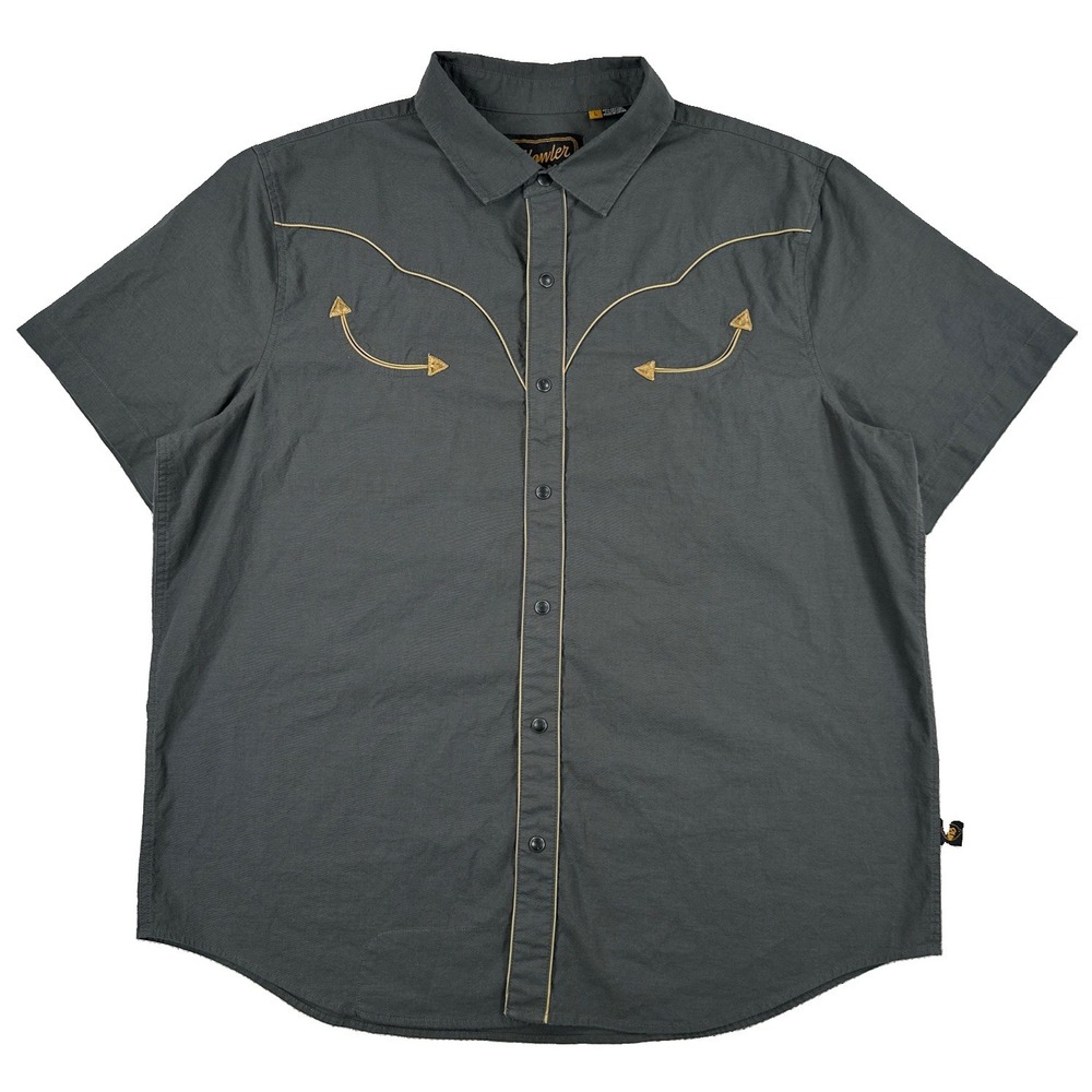 Howler Brothers Broncbuster Pearl Snap Western Shirt Men's Large Gray Smile